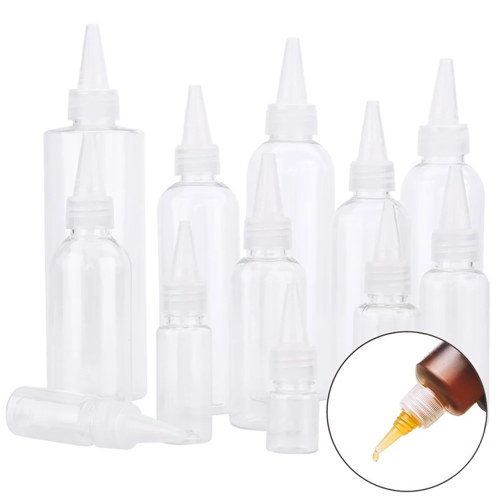 Sharp-mouth Container with Childproof Cap Clear Squeeze Bottles Refillable Bottles Empty Dropper Bottles Dispenser