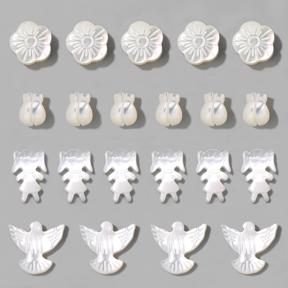 Natural Shell Pendant Mother Of Pearl Boy Girl Peace Dove Shape Pendant Charms Jewelry Making DIY Necklaces Earrings Accessories