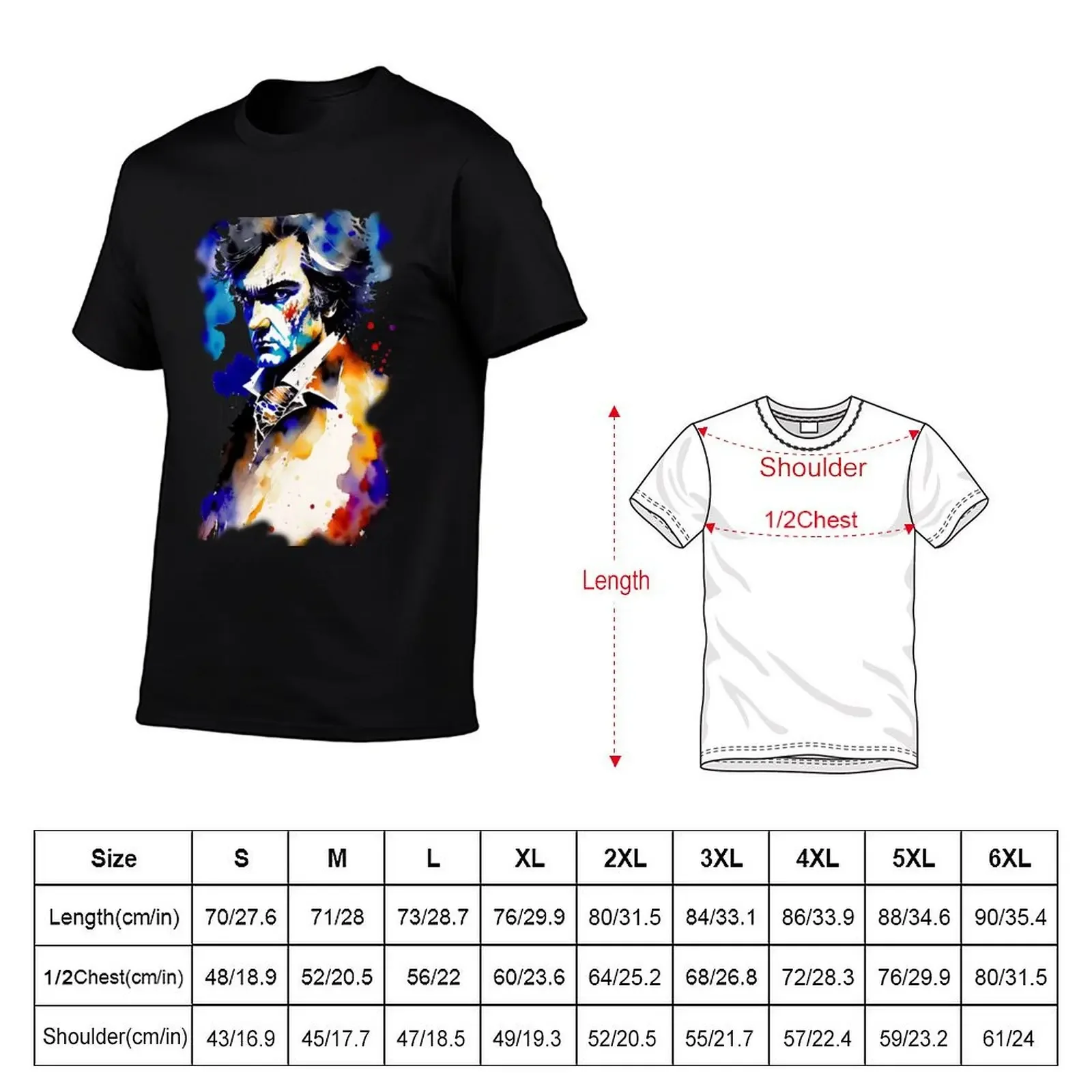 Ludwig van Beethoven portrait in watercolor T-Shirt anime clothes designer shirts shirts graphic tee mens clothes