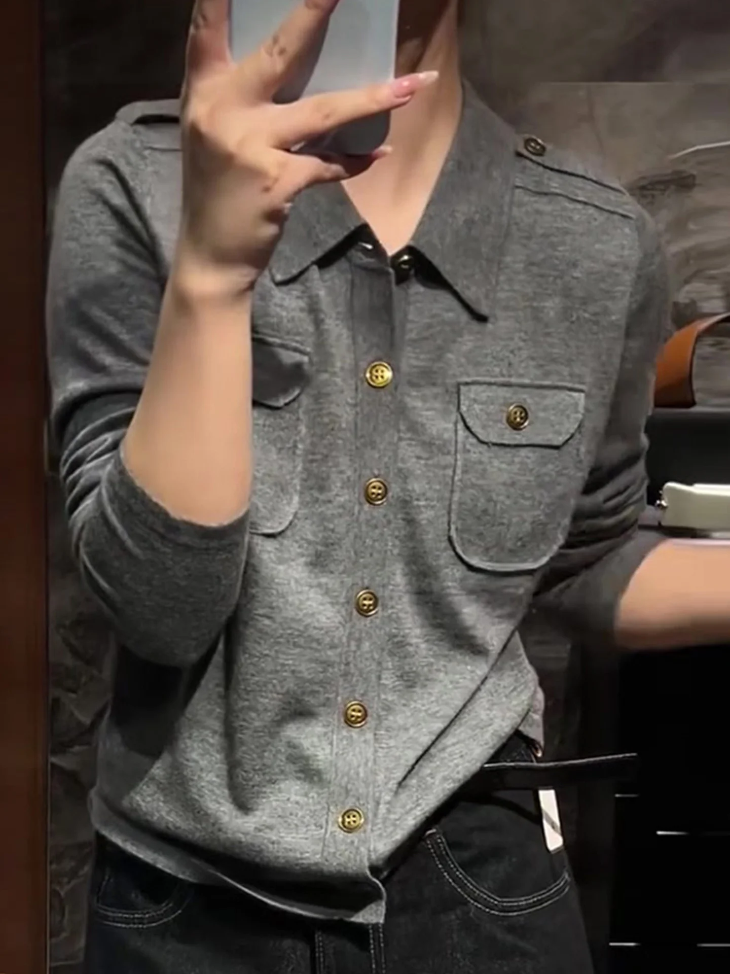 Ele Korean Sle Knitted Long Sve Base irt Sli Commute Faion Trendy Autumn 2025 High-End Feel Good Look