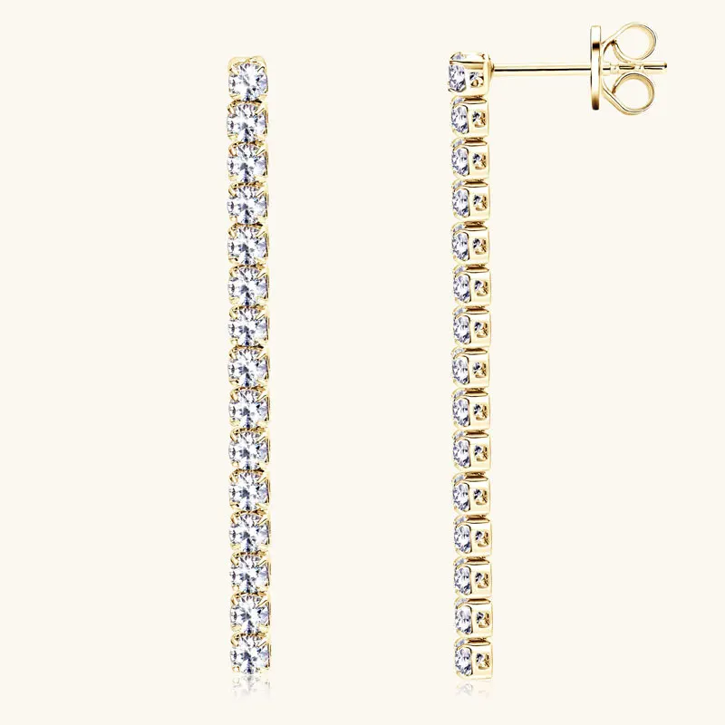 

Factory Wholesale Fine Jewelry Genuine S925 Silver Earrings Moissanite Tennis Earring Jewelry