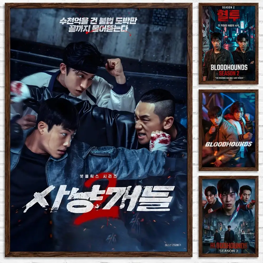 Intense Korean Action Thriller Bloodhounds Poster Self‑Adhesive Waterproof Poster Sticker Coffee House Bar Wall Art Home Decor