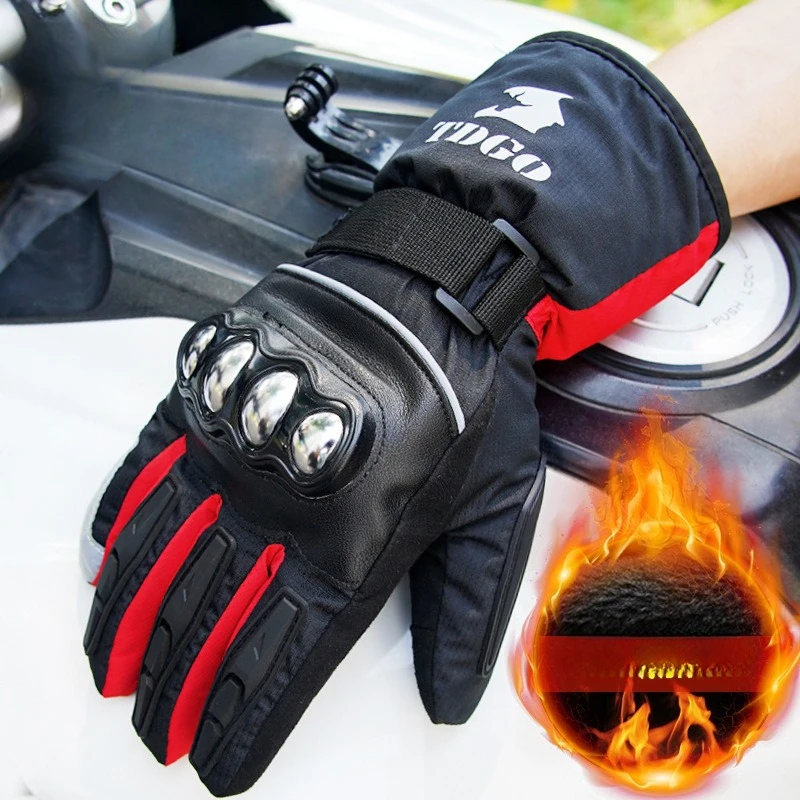 

Motorcycle Riding Gloves Fleece-lined for Winter Thicken Warm and Windproof Waterproof Motorcycle Rider Gloves Electric