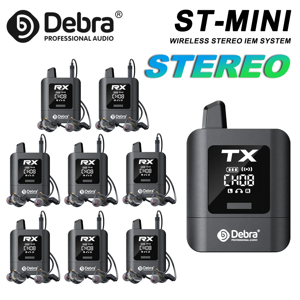 Debra New ST-MINI Stereo Wireless In-Ear Monitor System, 2.4G Digital Signal Transmission, for Live Broadcast, Stage Performance