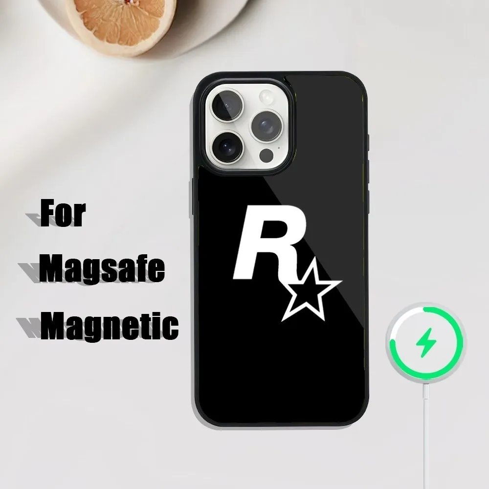 R-RockstarS Logo Phone Case For iPhone 16,15,14,13,12,11,Plus,Pro,Max Mini Magsafe Magnetic Wireless Charging