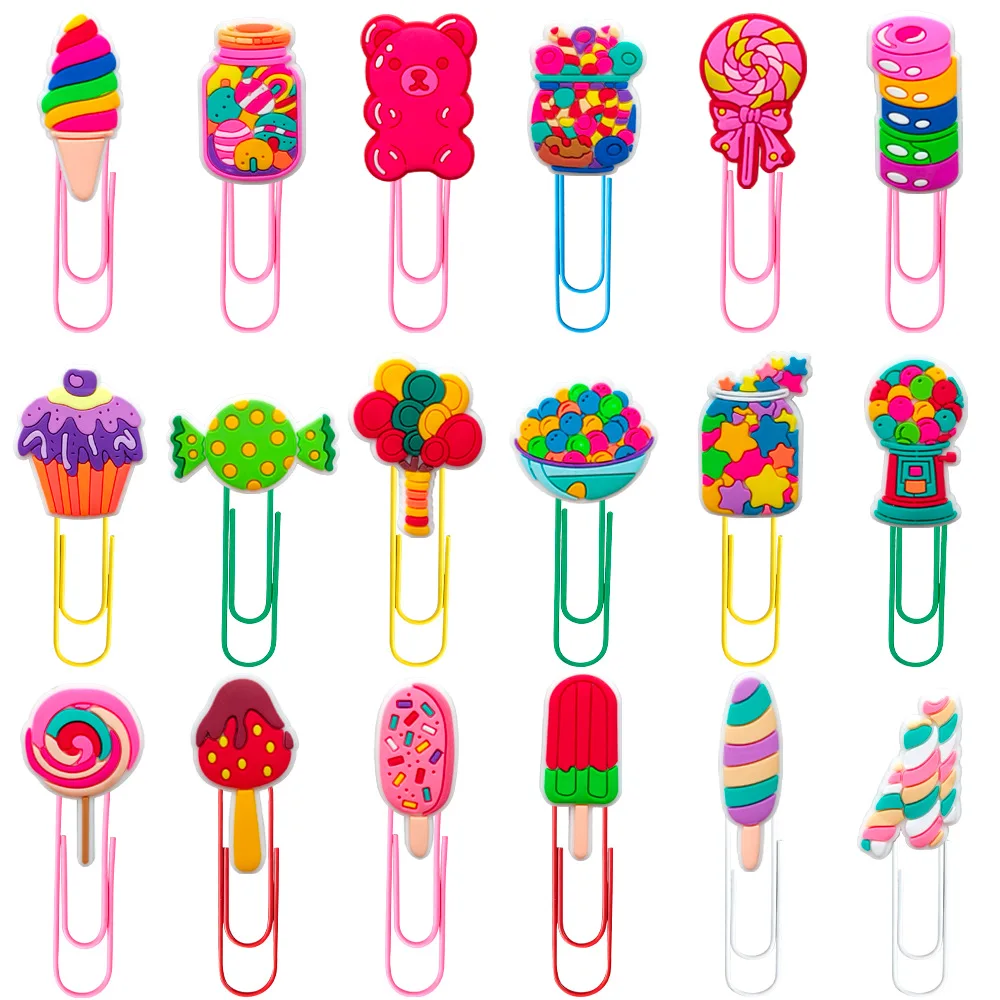 

Candy Sized Paper Clip Office Supplies Creative and Cute Paper Clip U-shaped Pin PVC Cartoon Bookmark Y2k Fashion Toys Anime