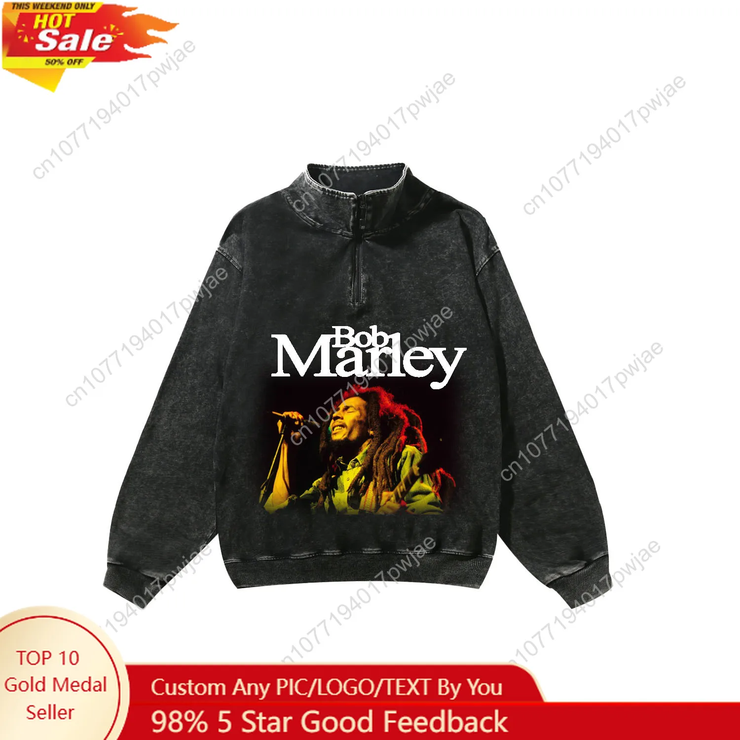 

Bob Marley Jamaica Singer Custom Retro Sweatshirt Mans Womans Half Zipper Vintage Sweat Shirt Photo Custom Made Tops