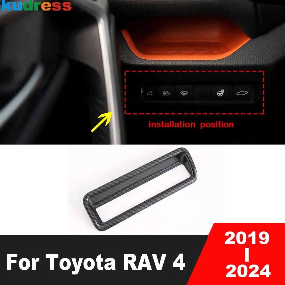 For Toyota RAV4 RAV 4 2019-2022 2023 2024 Carbon Fiber Car Head Light Lamp Switch Button Panel Cover Trim Interior Accessories