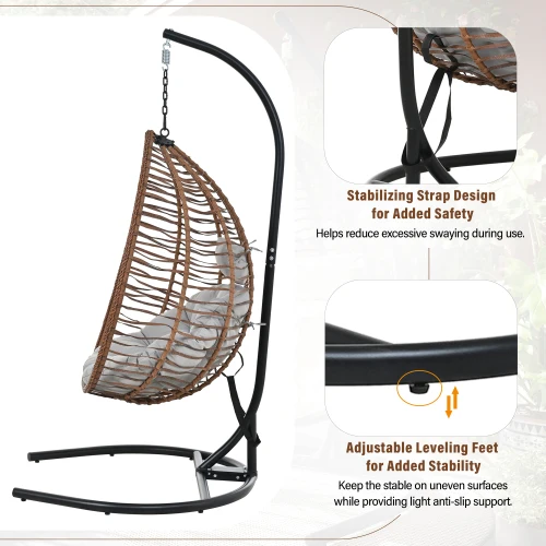 

Indoor Outdoor Modern Durable Foldable Hanging Hammock Chair with Stand for Hotel & Villa Leisure Use