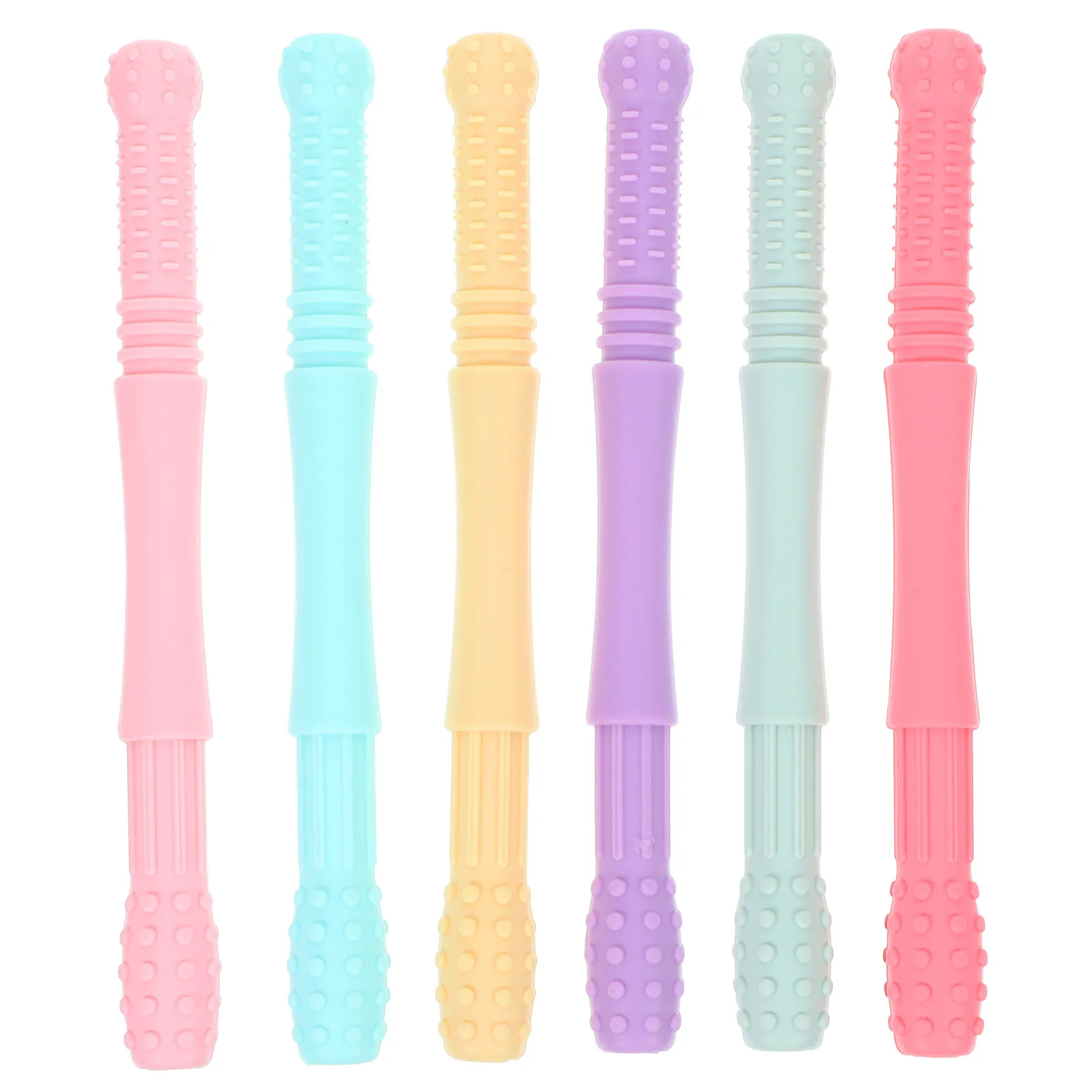 6 pçs anti-comer mão mordedor oral mastigável vara brinquedo sensorial de grau alimentício bebê silicone mordedor dentição brinquedo