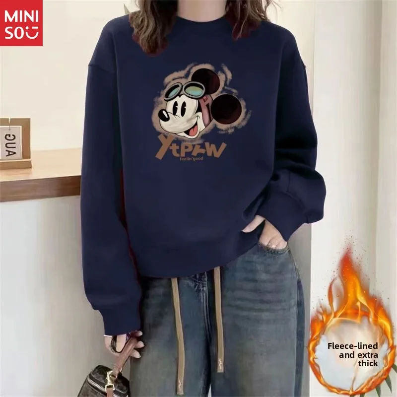 Disney American Vintage Sweatshirt, Plush Fleece Oversized Pullover for Women