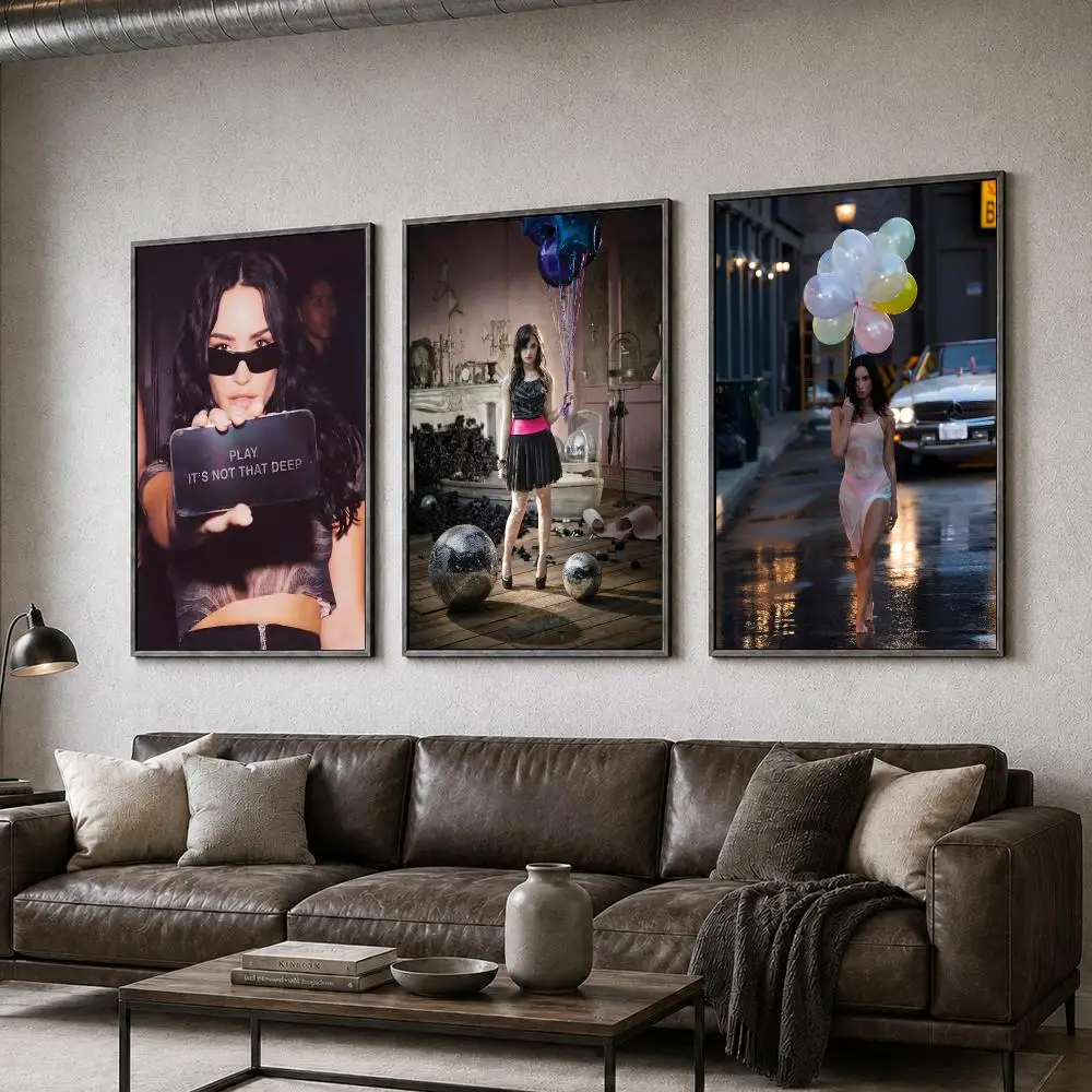 Music Demi Lovato Pop Singer Poster  PP Self Adhesive Home Garage Dorm Bar Wall Decor Aesthetic Retro Gift