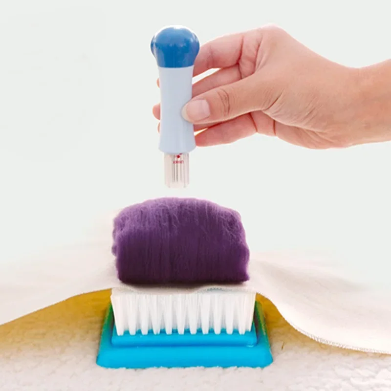 Blue Wool Felt Bottom Brush Embroidery Stitching Punch Craft Tool Felting Needle Mat Poke Poke Happy