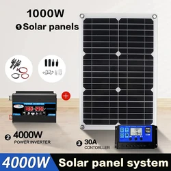 110V/220V Solar Panel System 4000W Solar inverter kit complete power generation 12V solar panel battery charging controller