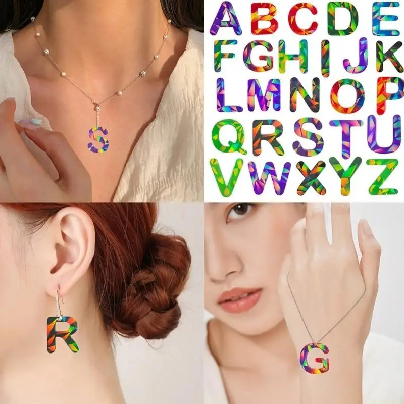 

D46E Alphabet-Earring Resin Mold Holographic-Resin Casting Molds DIY Keychain Pendant Mold Letter Charm Epoxy Mold