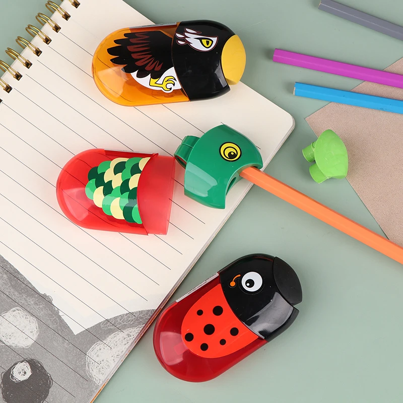 

Double Hole Pencil Sharpener With Eraser Ladybug / Fish / Eagle Cute Stationery Toy