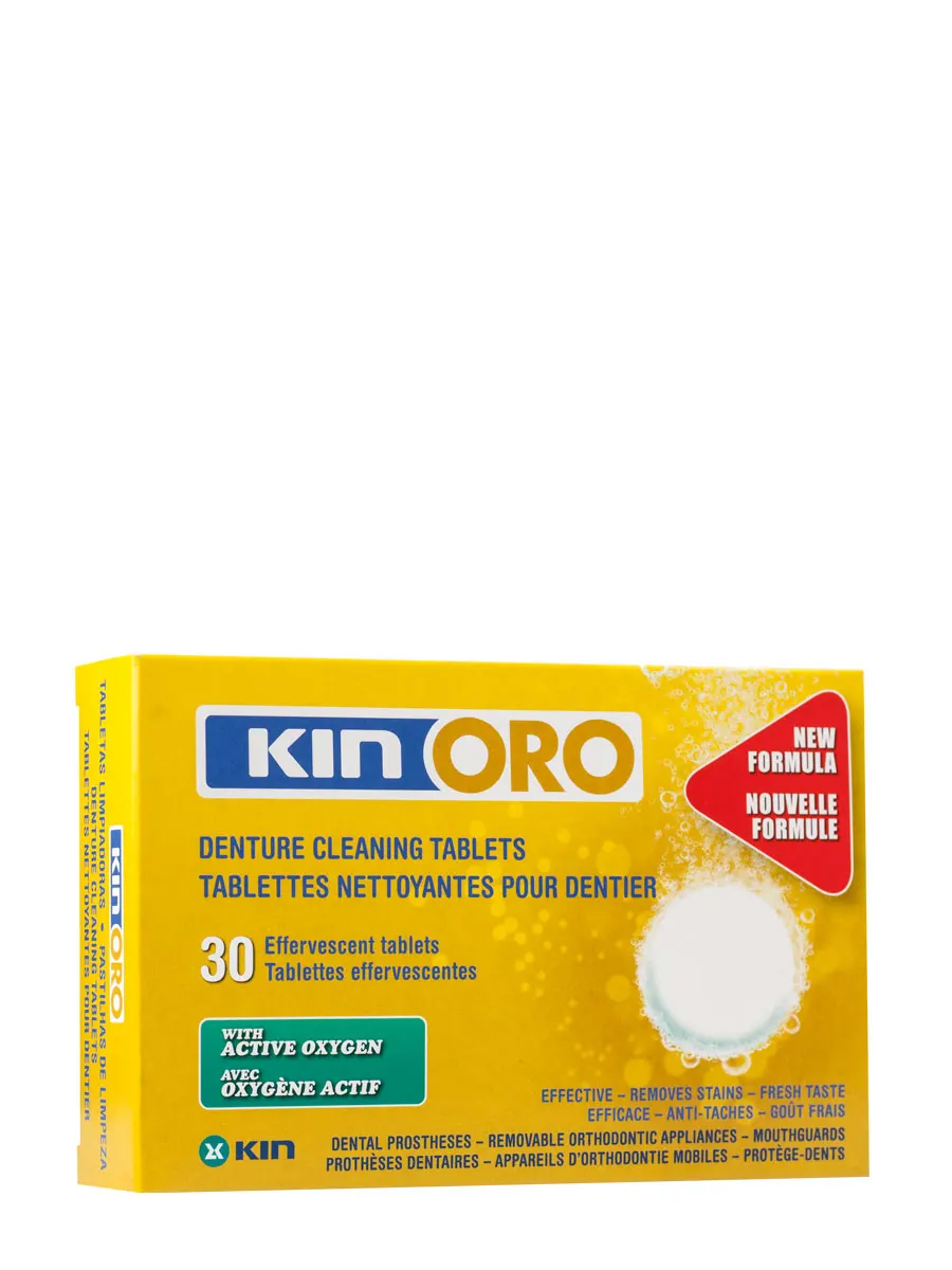 Kin Gold 30 cleaning tablets-remove stains and dental plaque from dental prostheses