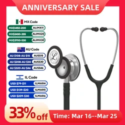 3M Littmann Classic III Monitoring Stethoscope 5620 Black Tube Stainless Stem and Headset For Doctor Nurse Health Care