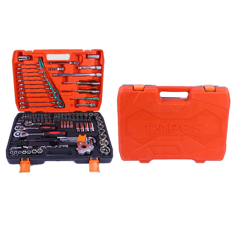 دروبشيبينغ 121 قطعة الشدات الصلب صندوق أدوات من البلاستيك الصلب العام المنزلية إصلاح السيارات مفتاح بانة أداة اليد