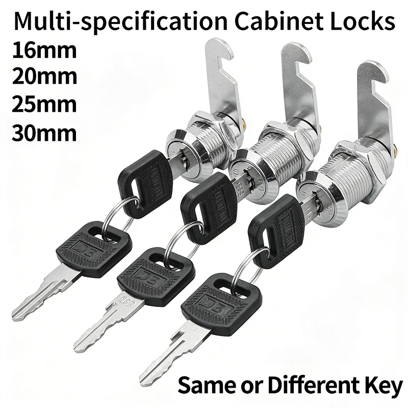 

20Sets Metal Cam Lock Cylinder – 16mm Cabinet Drawer Locker Lock with 2 Keys (Same or Different Key Option) for Mailbox, Filing