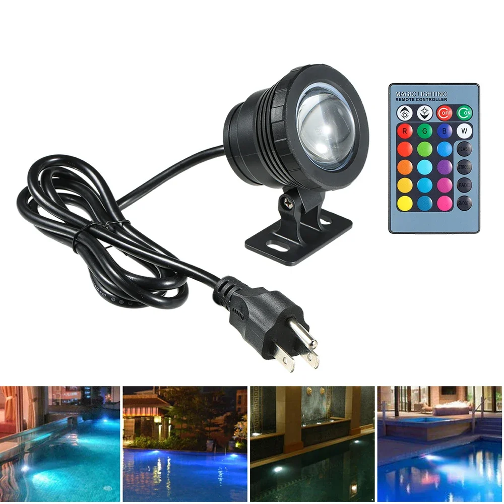 IP66 Waterproof AC/DC 12V 10W/5W RGB LED Light Underwater Light Lamp  24Key Remote Controlled Lamp for Swimming Pool Aquarium