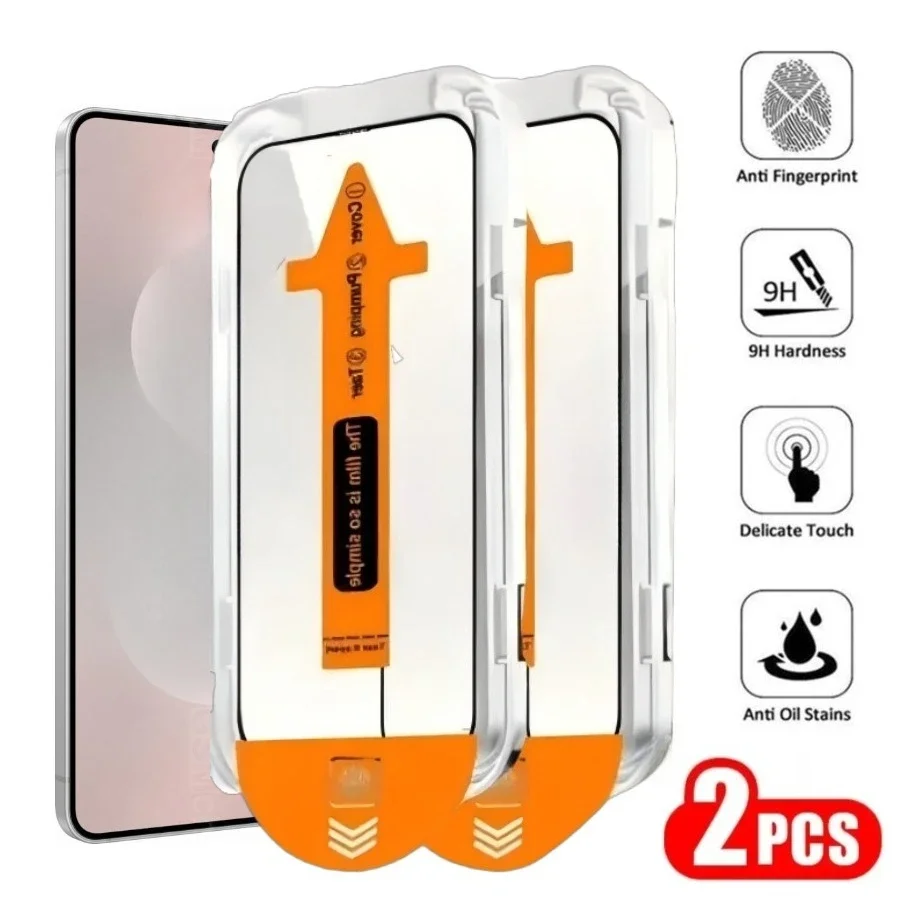 2 Stück HD klares gehärtetes Glas für Samsung Galaxy S25 Edge S24 S23 Ultra S22 S21 Plus S24 FE staubfreie Installation Displayschutzfolie
