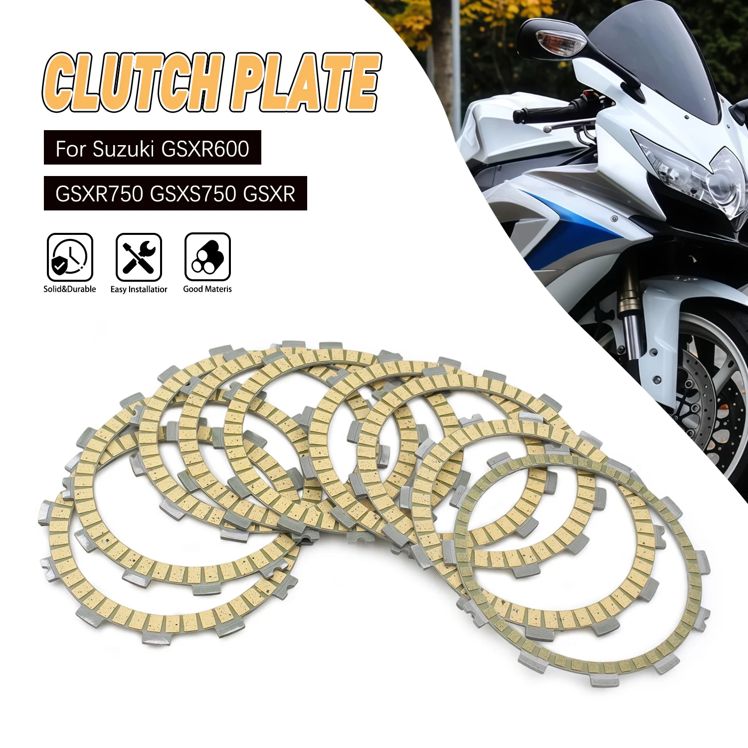 

Motorcycle Engine Parts Clutch Friction Plates Kit For Suzuki GSXR750 2006-2021 GSXR600 2008-2021 GSXS750 2015-2020