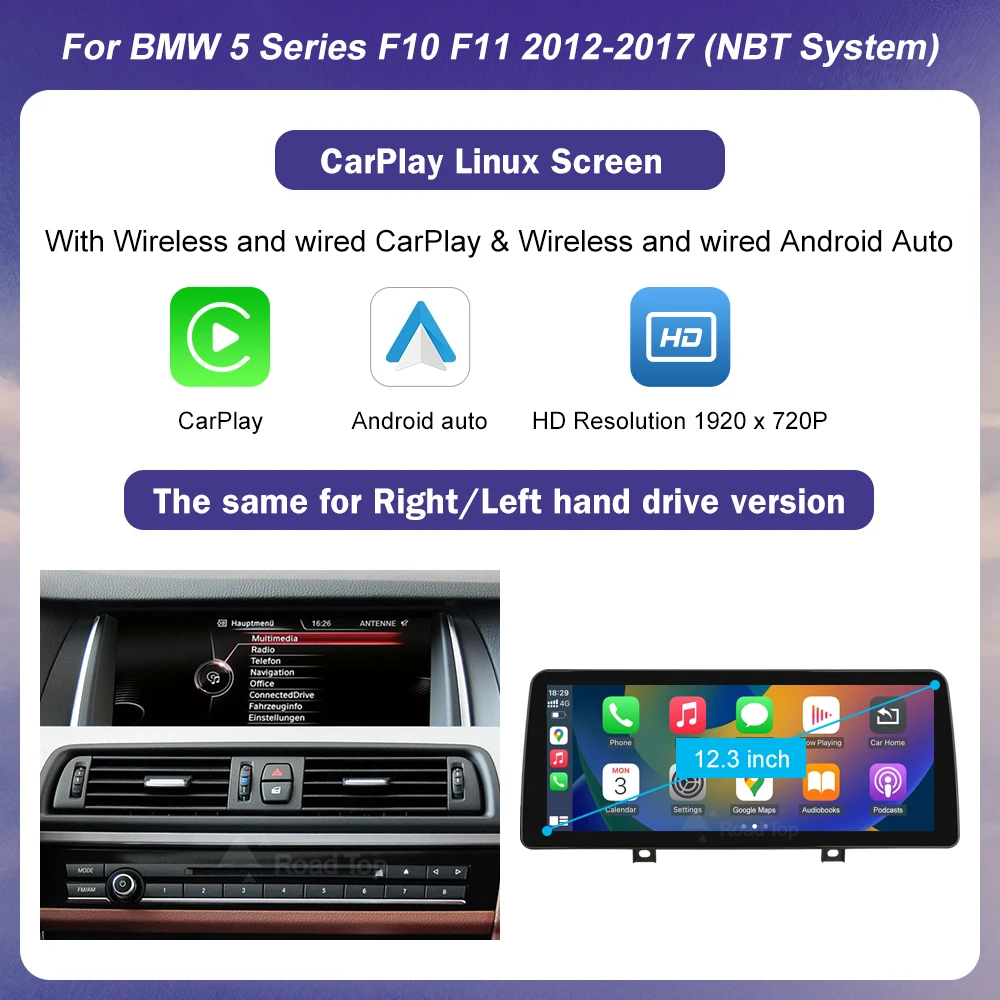 10,25 "12,3" Multimedia Touch Screen Für BMW 5er F10 F11 CIC NBT System 2011-2017 drahtlose Carplay Android Auto Auto Radio