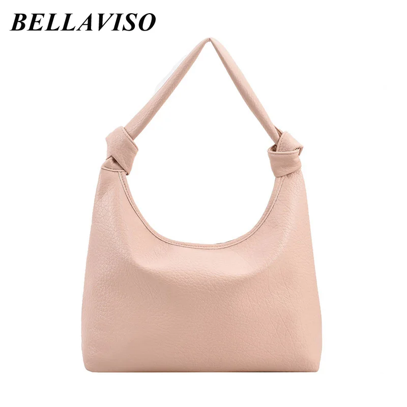 

BellaViso Large Capacity Women's Soft PU Leather Shoulder Bag Female Simple Casual Versatile Tote Armpit Crossbody Bags BLSB-103