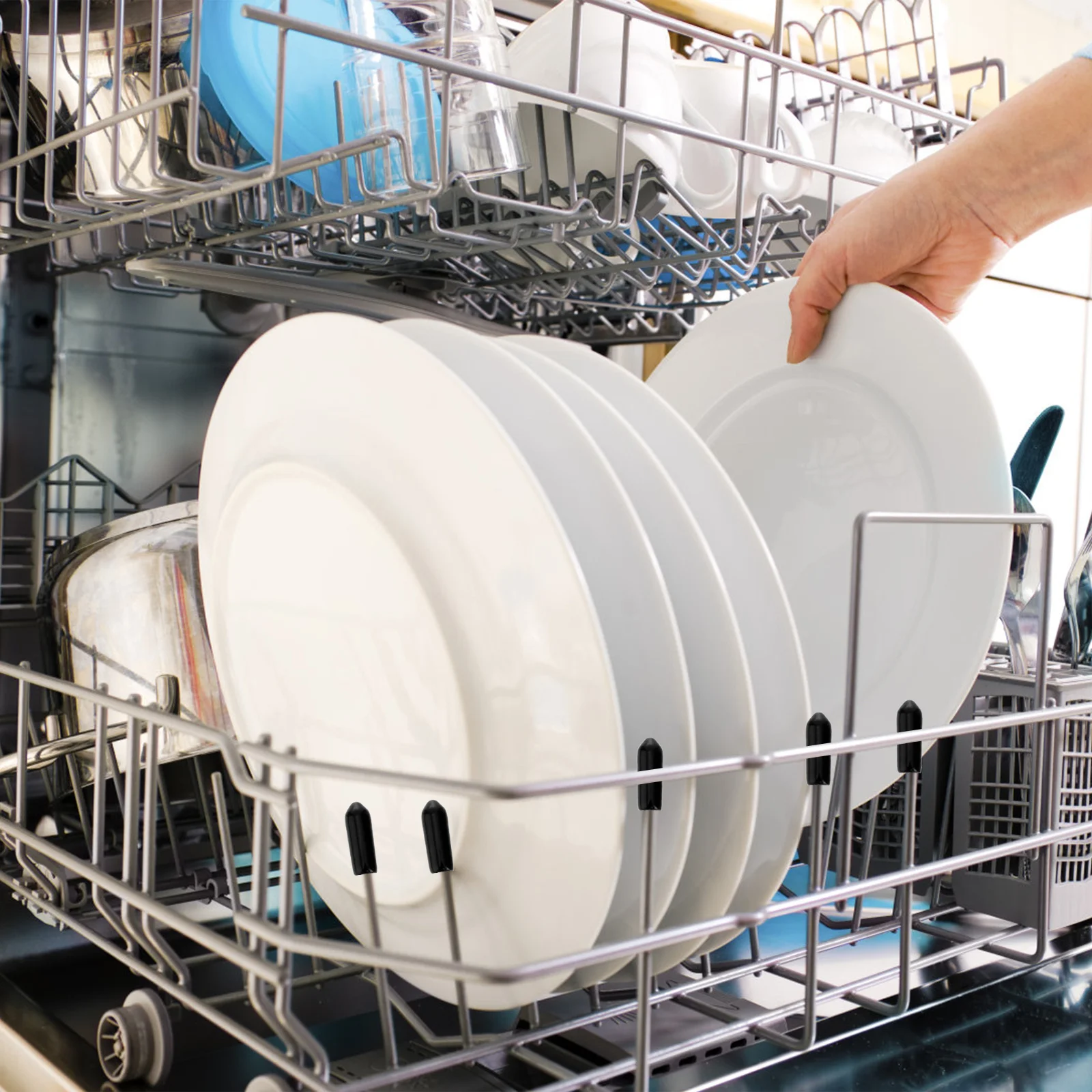 

100pcs Glue Hat Protective Cover For Dishwasher Prong Rack Wire Thread Tip Cap 5Mm Inner Diameter Pvc Shelf End Caps Easy