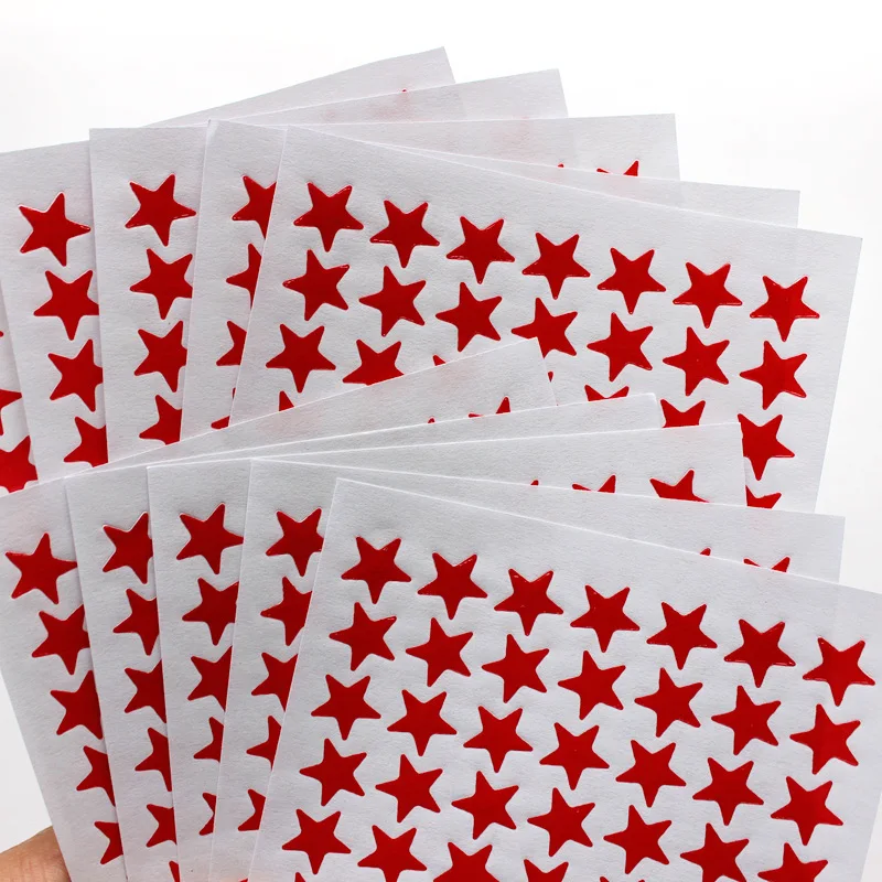 10 Pieces/box Children's Red Pentagram Reward Flash Stickers Mother Teacher Praise Label Gift Stickers