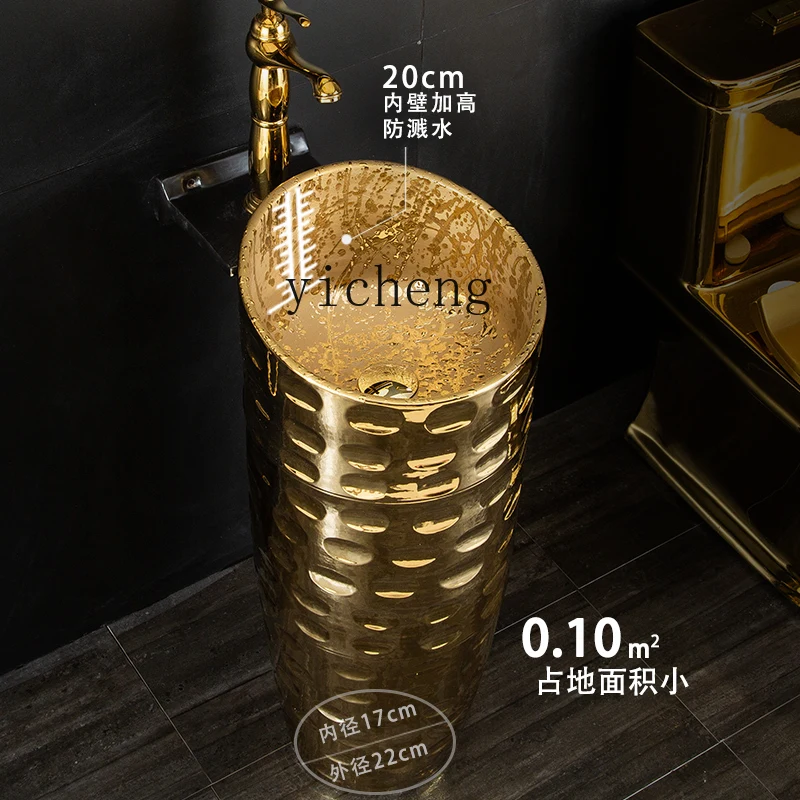 

gold column basin bar club column type washbasin small apartment integrated floor type washbasin