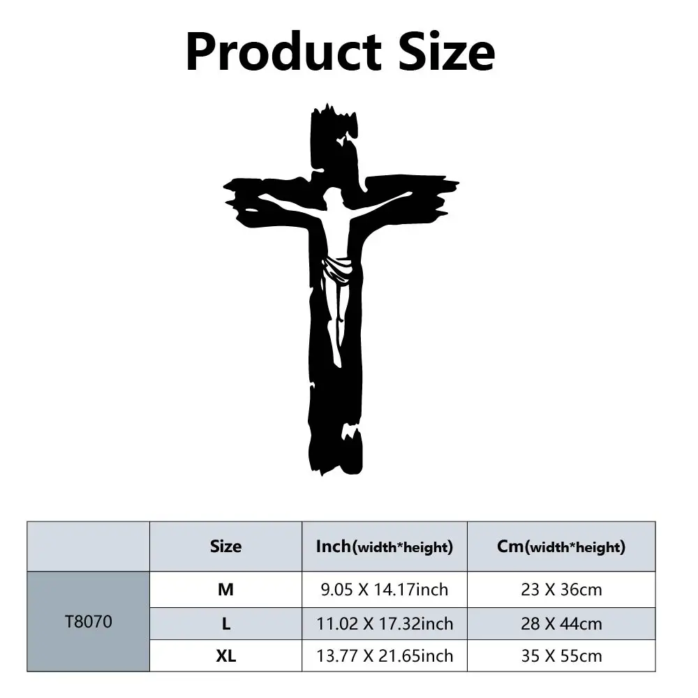 Christian Cross Jesus Metal Wall Art Sign Farmhouse Hanging Decor Black Cutout Plaque Home Office Living Room Bedroom Decoration