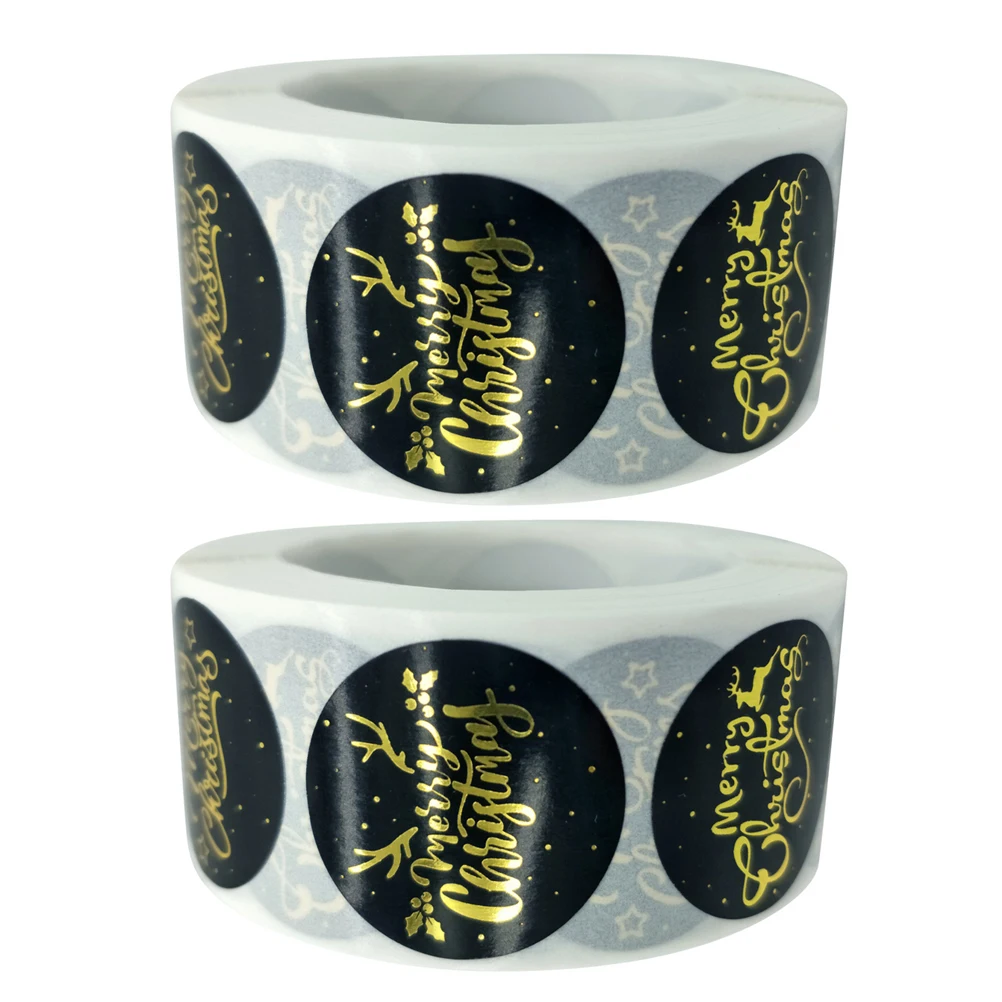 

2 рулона уплотнительных наклеек в рождественском стиле для аппликации, самоклеящаяся бумажная этикетка для вечеринки