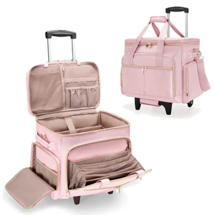 

Rolling Teacher Bag with Wheels, Teacher Tote Bag with Detachable Trolley, Fits for 15.6" Laptop Patent Design