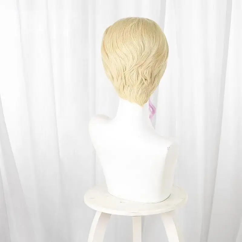Anime Gazelle Cosplay Wig Golden Gradient Short Hair Rose Net Inner Cap Heat resistant Synthetic Fiber Wig Anime Party Cos Wig