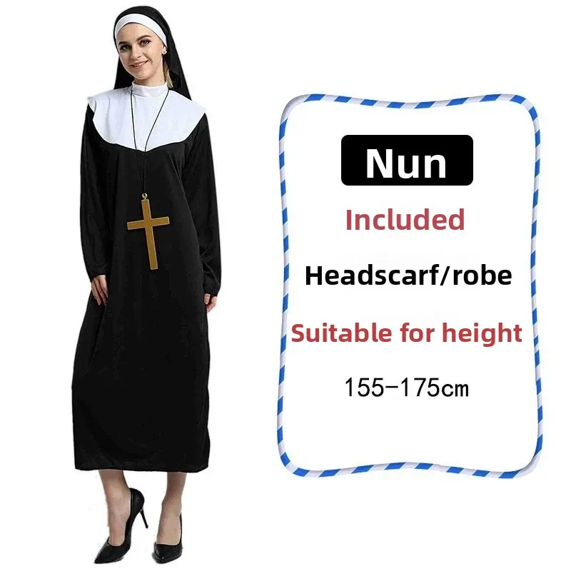 Costume de Prêtre Noir pour Adulte, Tenue de Missionnaire avec Croix, Déguisement d'Halloween, Vêtement de Scène pour Hommes