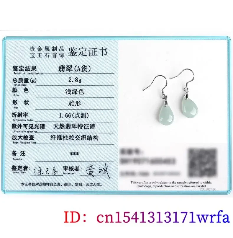 Burmese Jade Water Drop Earrings Women Gemstones Certificate Natural Charms Jewelry Gift Luxury Gifts Green 925 Silver Amulets