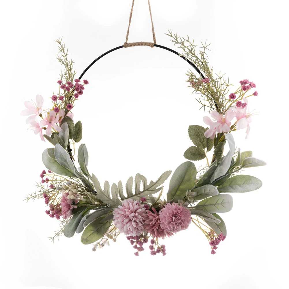 

Dahlia Wreath Artificial Flower Wreath Holiday Decor Sturdy Iron Ring Versatile Indoor Decor Vibrant Wedding Decoration