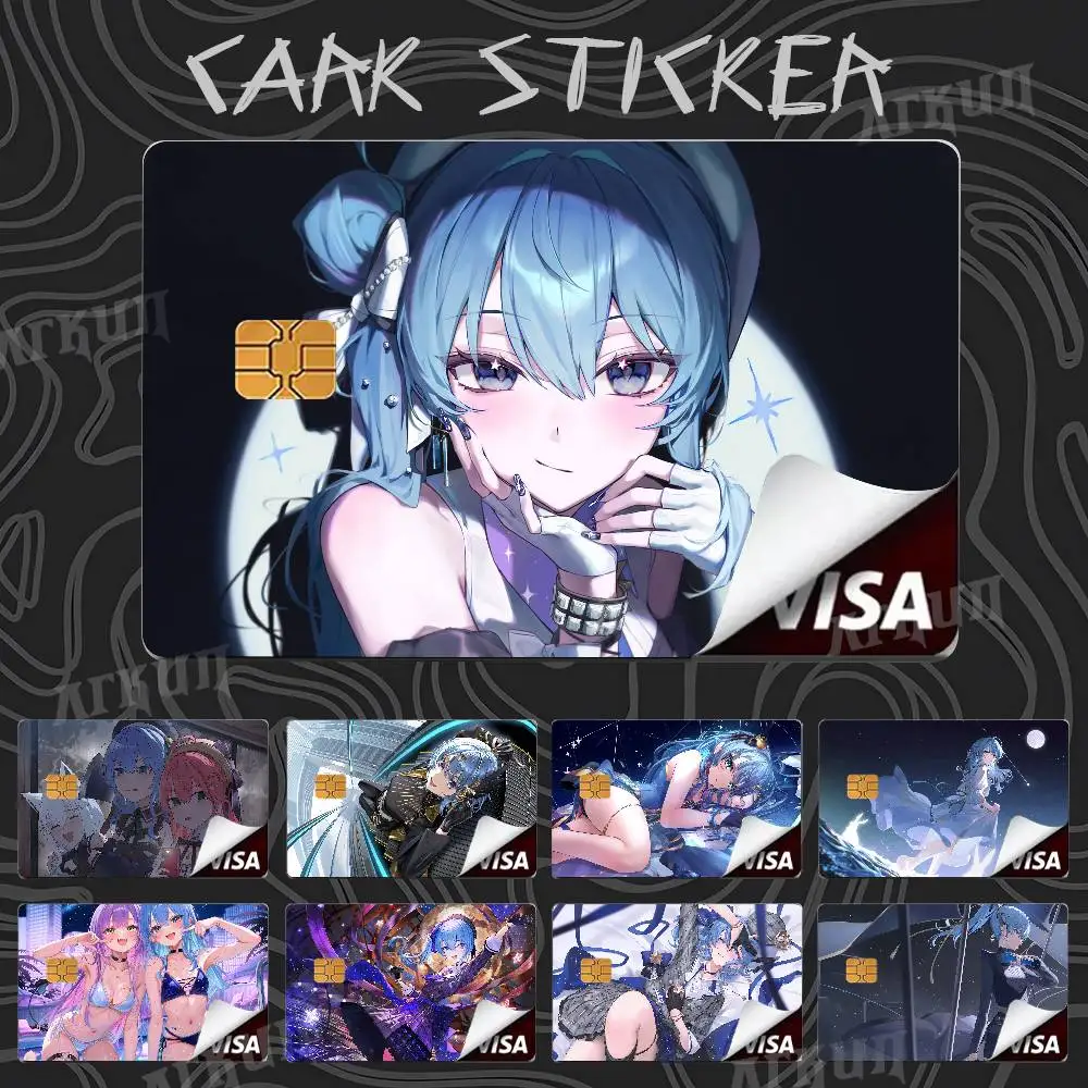 Pretty Hot Girl Suisei Hoshimachi Virtual Artists Card Stickers Protection Creative Credit Debit Cards Bus Bank Card Decoration