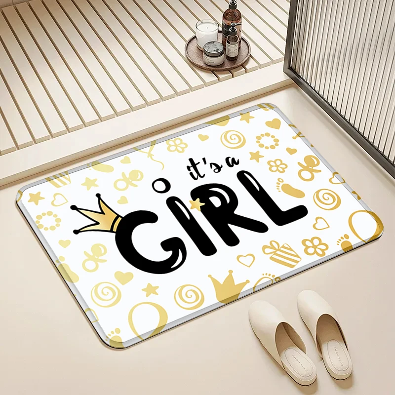 

"It's a Girl" Baby Shower Door Mat Non-Slip Washable Floor Rug for Home Nursery Decor