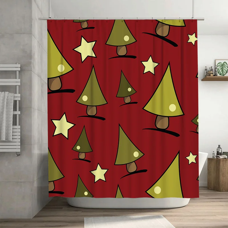 

TU Bathroom Shower Curtain Vintage Forest Trees Nature Backdrop Waterproof Decor Washable Liner