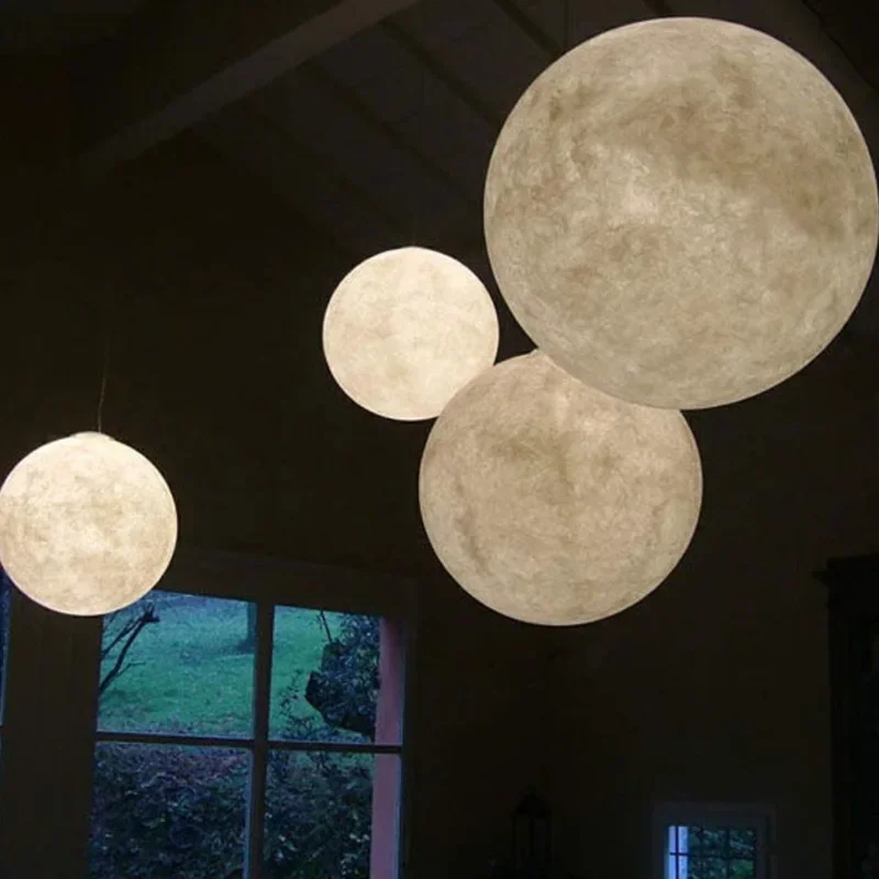 3D Print Moon Pendant Lamp para Decoração do Quarto, Luminária, Suspensão, Restaurante, Sala de estar, Bebê, Luz LED