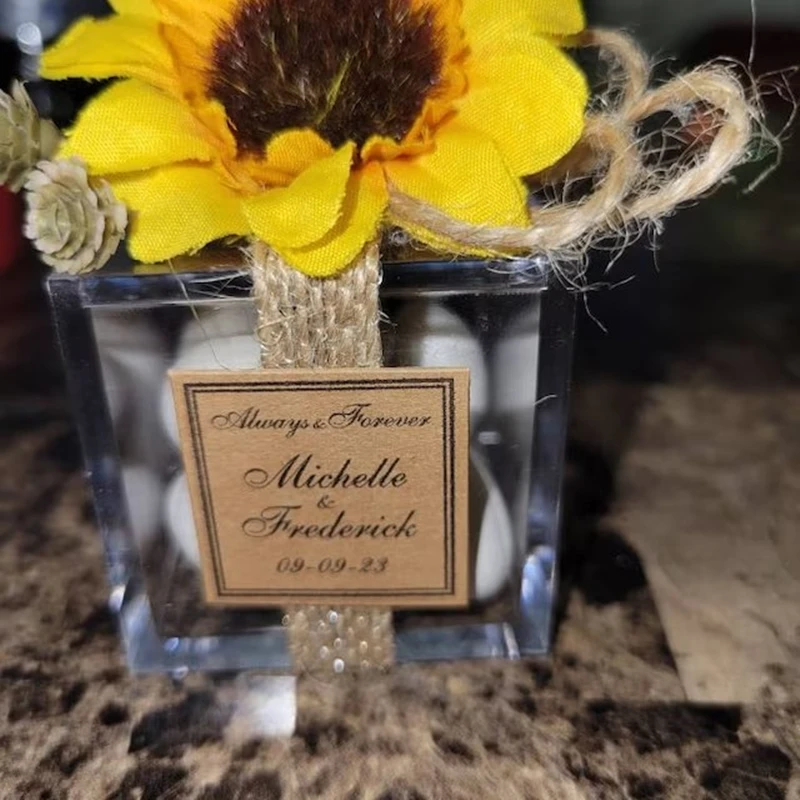 Personalized Sunflower Wedding Favors for Guests, Rustic Wedding, Engagement, Baby Shower, Single Party, 5Pcs