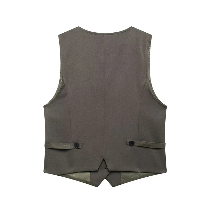 Willshela Women Fashion Solid Single Breasted Waistcoats Vest Vintage V-Neck Sleeveless Jackets Female Chic Lady Tank Tops