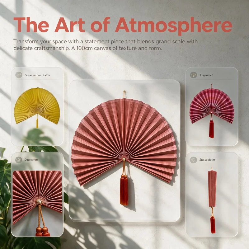 Hand-Woven Bamboo Wall Fan, Bohemian Fan Wall Decor for Living Room Hotel