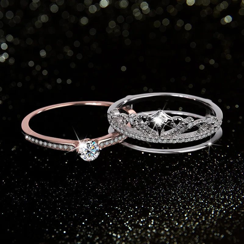Trumium 0.3ct 925 Sterling Silve Moissanite Diamond Crown Rings for Women Anniversary Party Fine Jewelry Gifts with Certificate