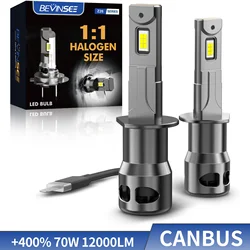 BEVINSEE 70W 12000LM H1 H3 LED Light Bulbs CANBUS No Error 880 881 LED Fog Lights For Car 6000K Turbo Auto Light Mini Size 12V