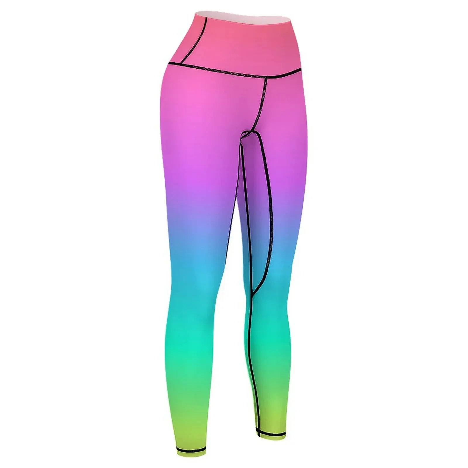 Pastel arco-íris gradiente leggings calças esportivas mulher roupas esportivas ginásio das mulheres leggings