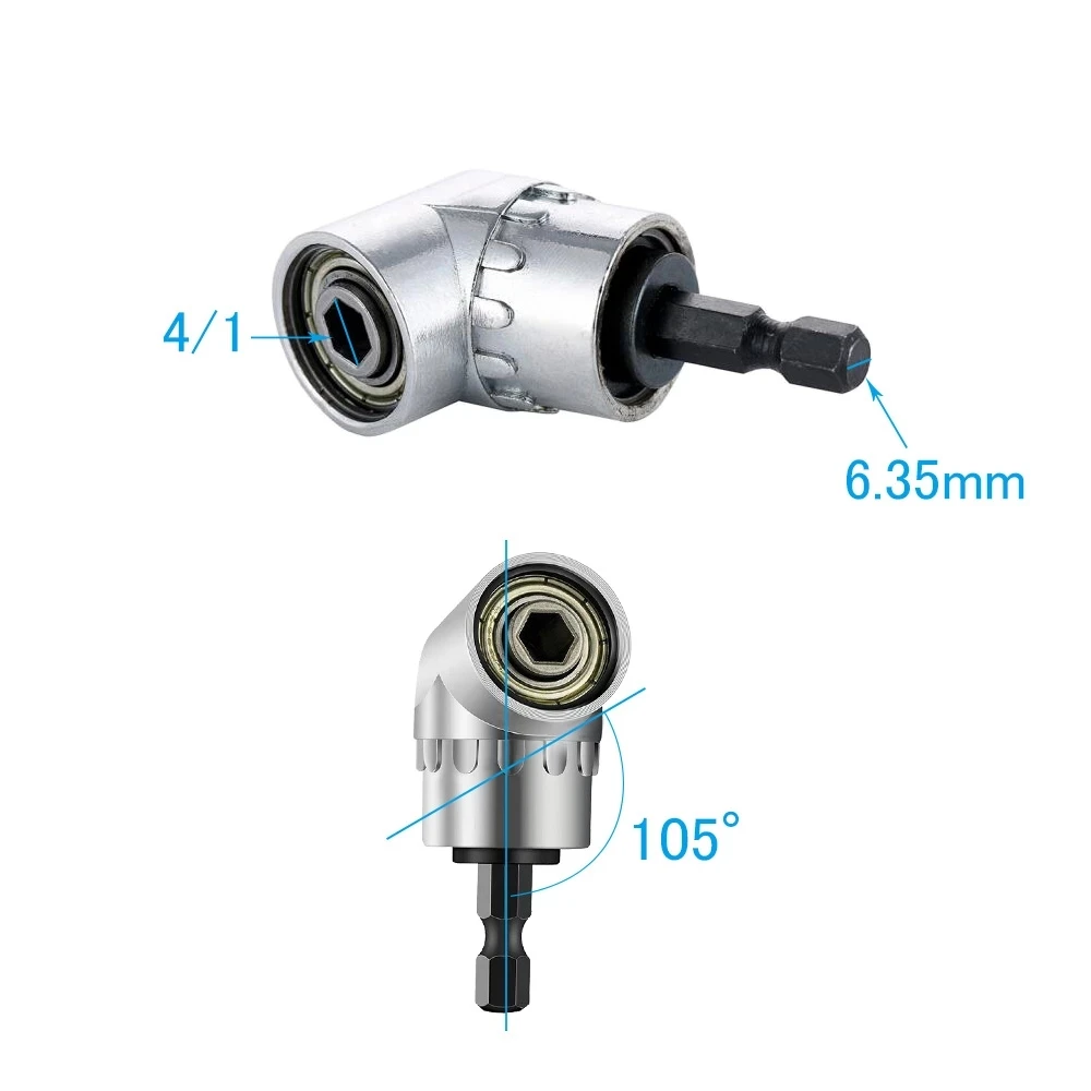 1/4" Hex Shank 105 Degree Right Angle Driver Drill Socket Adapter 3pcs Quick Release Magnetic Screwdriver Nut Drill Bit Holder
